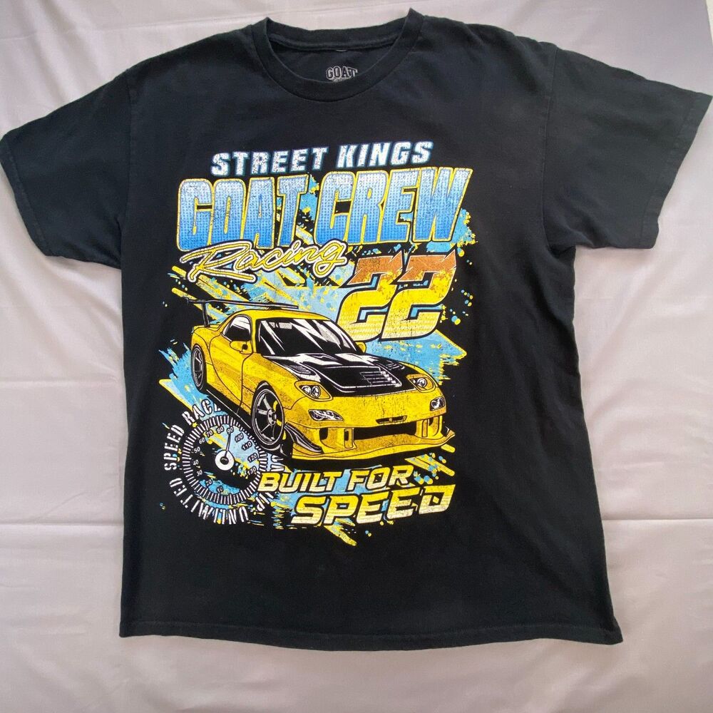 Goat Crew Mens Graphic T Shirt Street Kings Built For Speed RX7 Car Black Size L